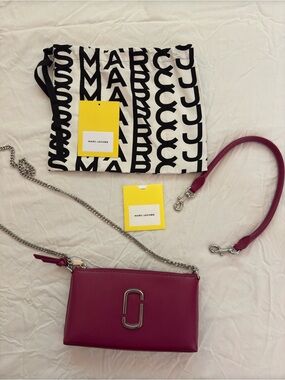 Marc Jacobs Crossbody Snapshot Bag in Deep Pink with Silver Hardware